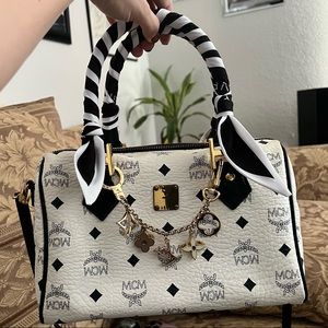 Authentic MCM Visetos Boston Satchel White from Germany